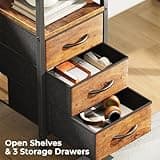 Huuger L Shaped Office Desk with Power Outlets, 47 Inch Computer Desk with 3 Drawers, Shelves, for Gaming, Corner Work, Home Office, Study, Rustic Brown 4