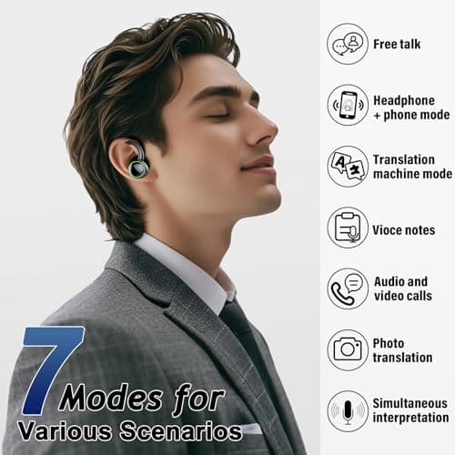 Ai Translation Earbuds Real Time, 164 AI Language Translator Earbuds,3-in-1 Translator Earbud Bluetooth 5.4 with 5 Translation Modes,48H Translatior Headphones for Travel, Business, Learning, Black 2