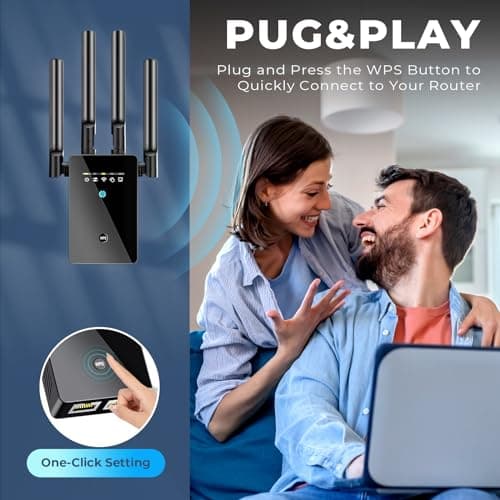 2026 Best WiFi Extender Signal Booster - 6X Faster Internet Extender WiFi Booster for Home, Long Range up to 15,588 Sq Ft, WiFi Repeater w/Ethernet Port, 1-Tap Setup, Compatible with Wireless Routers 5