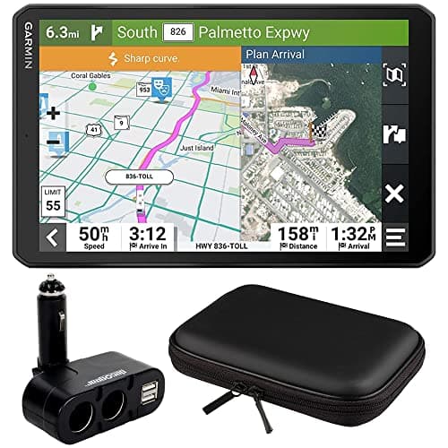 Garmin 010-02748-00 RV 895 8" RV GPS Navigator | Official USA Partner Model | Bundle with Deco Gear Dual DC12V/24V Electronic Multifunction Car Socket and Deco Gear Hard Shell EVA Case