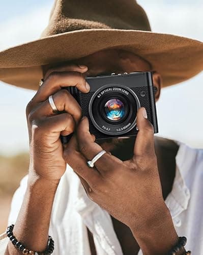 Digital Camera, 6X Optical Zoom & WiFi, 5K 30FPS 64MP Vlogging Camera, Rear and Front Cameras for Photography and Video, Autofocus & Anti-Shake, Travel Selfie for YouTube with Flash Dial 64GB Card 5