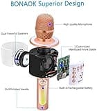 BONAOK Wireless Bluetooth Karaoke Microphone,3-in-1 Portable Handheld Karaoke Mic Speaker Machine Home Party Birthday for All Smartphones PC(Q37 Rose Gold) 5