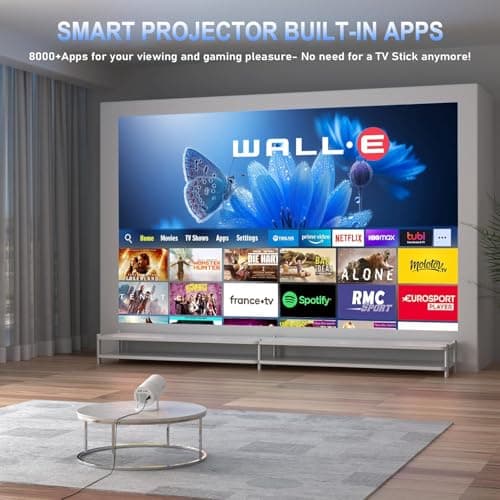 Mini Portable Projector 4K WiFi 6 BT 5.2 Upgraded Portable Projector Full HD Supported for Phone /PC /TV /HDMI /PS5 /Laptop Auto Keystone Home Theater 180° Rotation [Built-in App] White 5