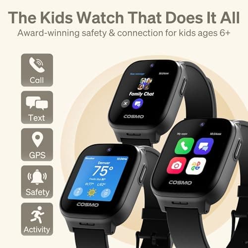 JrTrack 5 Kids Smart Watch by Cosmo | Best Kid-Safe Phone Watch | Precision Real-Time GPS Tracking | Call, Text, Activity, School Settings | Spotify Music | Parental Controls | SOS & Safety Alerts 2