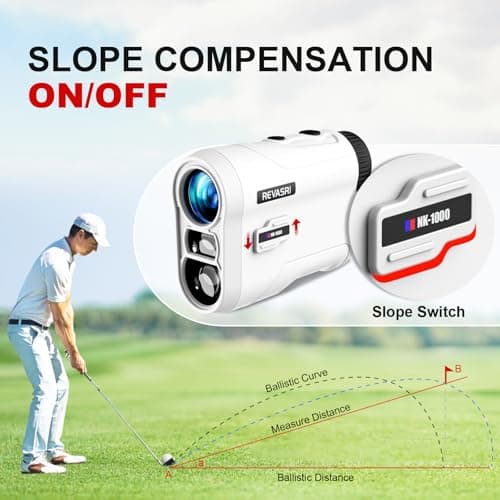 REVASRI Golf Rangefinder with Slope and Pin Lock Vibration, External Slope Switch for Golf Tournament Legal, Rangefinders with Rechargeable Battery 1000YDS Laser Range Finder 3