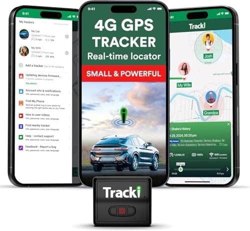 Tracki GPS Tracker for Vehicles – Real-Time 4G LTE Assets & Car Tracking Device with App, Magnetic Mount, Compact Design, Worldwide Coverage – iOS & Android (Subscription Required)