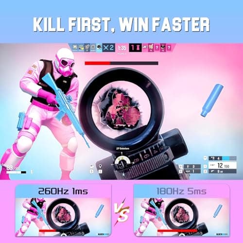 SANSUI Gaming Monitor 27" 1440p 260hz/240hz WQHD 2K - Fast IPS 1ms FreeSync Premium 丨DCI-P3 98% 丨sRGB130% 丨HDR10 丨2×DisplayPort 1.4丨2×HDMI2.0 PC Gaming Monitor with Crosshair 3