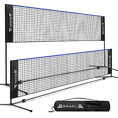 BAGAIL Badminton Net, Foldable Sports Net 10 FT/ 14 FT/ 17 FT Wide, Height Adjustable Net Set with Carry Bag for Tennis, Pickleball or Pool Volleyball - 10ft, Blue