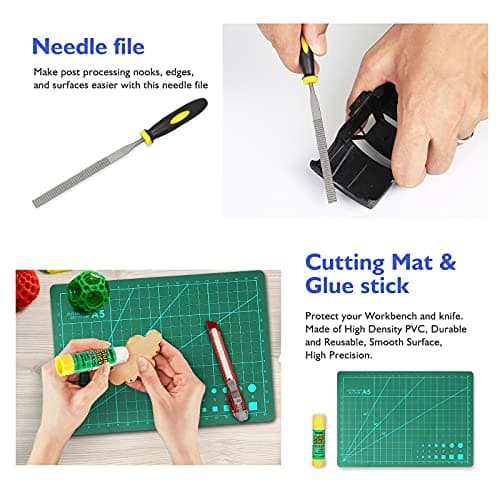 YEETIN 45 Pieces 3D Printer Tools Kit, 3D Printing Accessory Includes Deburring Tool, Digital Caliper, Art Knife Set, Tube Cutter, Storage Bag Suitable for 3D Print Removing, Cleaning, Finishing 5
