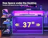 ODK 48 Inch Gaming Desk with USB Charging Ports and LED Lights, Reversible L Shaped Computer Desk with Storage Shelves & Monitor Stand, Corner Gamer Desk Table with Power Outlets, Black 4