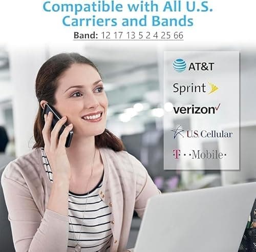Cell Phone Booster for Home & Office,Up to 2000 sq ft,Cell Phone Signal Booster with Band 66/25/2/4/5/12/13/17,Boost 5G 4G Data for All U.S. Carriers FCC Approved Cell Booster (Black) 3