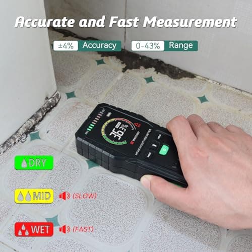 Pinless Moisture Meters Non-Invasive Digital Wood Moisture Tester Water Leak Detector for Wall,Lumber, building,Firewood,Humidity Tester (Black_Case) 3
