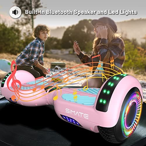 SIMATE Hoverboard, Bluetooth All Terrain Hover Boards with LED Lights and APP Control, Gifts for Kids Adults Girls Boys, for All Ages 2