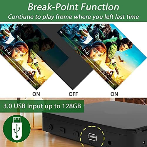 Didar Blu Ray DVD Player, Ultra Mini 1080P Blue Ray Disc Player Home Theater Play All DVDs and Region A 1 Blu-Rays, Support Max 128G USB Flash Drive + HDMI/AV Output + Built-in PAL/NTSC with Cables 4