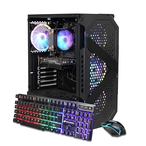 STGAubron Gaming PC Desktop Computer, AMD Ryzen 5 5500 up to 4.2G, Radeon RX 6500 4G, 16GB DDR4, 512GB SSD, WiFi 6, BT 5.2, RGB Fan x4, Windows 11 Home