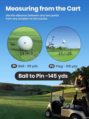 ACEGMET Golf Rangefinder with Slope & Coach Mode - Red & Black Display Laser Range Finder, Hybrid-pwr Rechargeable, 7X Magnification, 0.1s Flag Pin Locking Vibration, 1300 Yards, Magnet 3