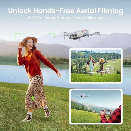 PLEGBLE Drone with EIS 4K Camera for Adults, GPS Drone with 5.0" Screen on Controller, 70 Mins Flight, Long Range Transmission, AI Track&Orbit Mode, Follow Me, Auto Return, Lightweight and Foldable RC Drones for Beginner Toy Gifts, Under 249g 2