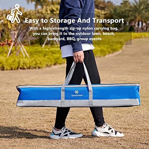 SpeedArmis 8 Players Croquet Set with 32In Regulation | 28In Standard Size Rubber Wood Mallets, Colored PE Ball, Wickets, 21In End Stakes - Lawn Backyard Game Kit for Teens/Adults/Family 4