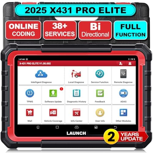 LAUNCH X431 PRO Elite [2025 New Model] Fully Functional Bidirectional Scanner with CANFD&DOIP,ECU Code,38+ Resets,FCA AutoAuth,Full System Scanner for All Cars,2-Year Update