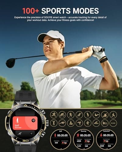 Smart Watch for Men Answer/Make Call for Android iPhone, 1.43" AMOLED HD Screen Mens Luxury Watch, 400mAh Heavy Duty Smartwatch Heart Rate Blood Oxygen Blood Pressure Sleep Monitor Pedometer, 2 Straps 5