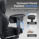 GTRACING Big and Tall Gaming Chair 400lbs Heavy Duty Office Chair with Foot Rest & Ergonomic Pocket Spring Lumbar Support, High Back 3D Saddle Shaped Cushion for Back Pain Relief, Matte-Black 5