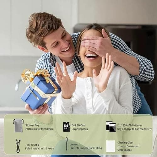 ZEOUPT Digital Camera, 4K 64MP Cameras for Photography, 270°Flip Screen Vlogging Camera, Autofocus, Flash, 18X Zoom, 2 Batteries, 64GB Card, Point and Shoot Digital Cameras for Kids Teens, Black 5