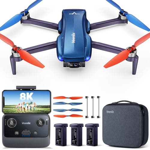 Veeniix V11MINI 4K,Drones with Camera for Adults 4K Video 8K Photo,Under 249g,3-Axis Gimbal,20000ft FPV Transmission,Vertical Shooting,GPS with Beeper,for Adults,Beginner,Fly More Combo(96-Min Flight)
