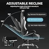 GTPLAYER Gaming Chair, Computer Chair with Footrest and Lumbar Support, Height Adjustable Game Chair with 360°-Swivel Seat and Headrest and for Office or Gaming (White) 4