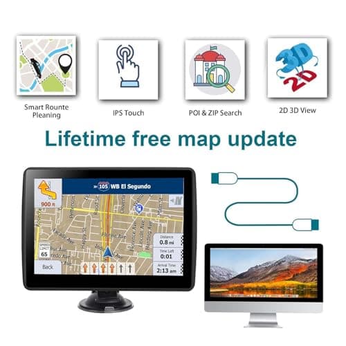 7 Inch GPS Navigator for Car Truck RV, 2025 Latest Map GPS for Car with Free Lifetime Updates, Voice Guidance, Speed Alerts, Custom Routing, HD Touchscreen (Blue) 4