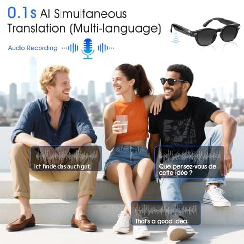 EpochTec 8MP Camera Glasses, AI Smart Glasses with Real-Time Translation & Object Analysis | HD 1200P 4K Video Recording 3