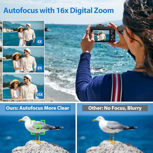 5K Digital Camera WiFi Autofocus Vlogging Camera for YouTube 48MP Camera for Photography and Video, 3.5" Screen Travel Cameras with UV Filter, Anti-Shake,16X Digital Zoom,32GB SD Card,2 Batteries 3
