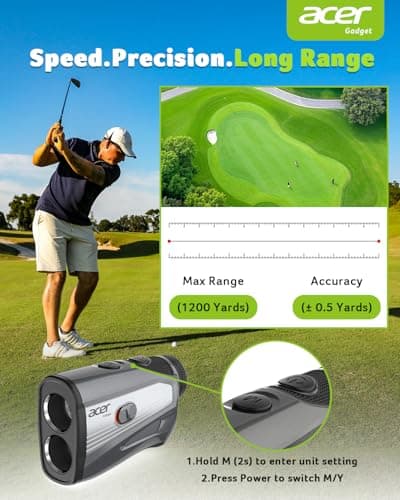Acer Golf Rangefinder with Slope - 1200 Yards Laser Range Finder for Hunting, 6X Magnification Rangefinders Golf with Flag Pole Locking Vibration, Rechargeable Magnetic Golfing Gift for Men 4