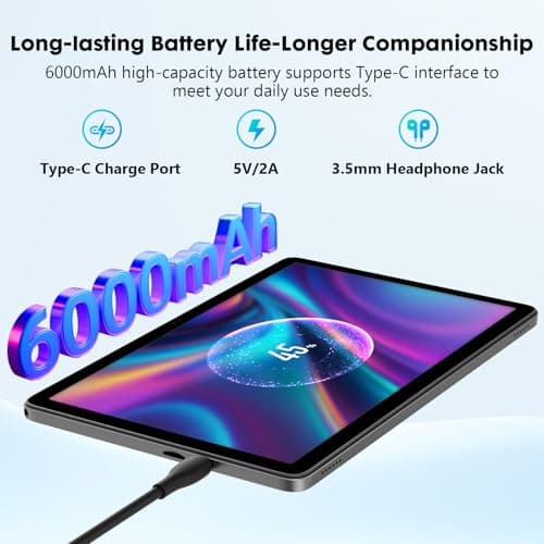 Aobante 10 Inch Tablet, Android 15 with 24GB RAM + 128GB ROM (1TB Expandable), Octa-Core, 1280x800 IPS HD Touchscreen, 5MP+8MP Dual Camera, 6000mAh, Tablet with Keyboard, Mouse, Widevine L1(Blue) 5