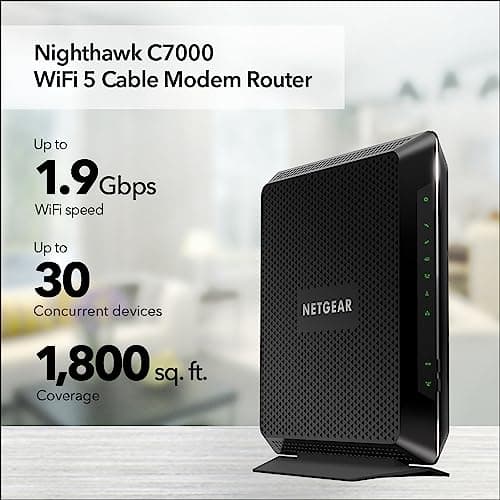 NETGEAR Nighthawk Modem Router Combo C7000-Compatible with Cable Providers Including Xfinity by Comcast, Spectrum, Cox,Plans Up to 800Mbps | AC1900 WiFi Speed | DOCSIS 3.0 2