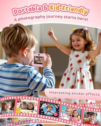 Instant Camera, Front Rear Dual Selfie Kids Camera with 1080P Videos, Holiday Birthday Gifts for Kids Age 3-12, Toddler Portable Travel Print Digital Camera Toy for 4 5 6 7 8 9 Year Boys Girls 5