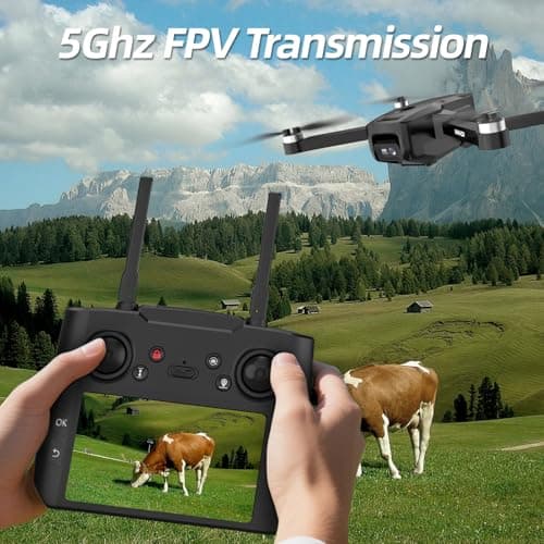 GPS Drone with EIS 4K Camera, 4.5" FPV Screen, 5GHz Transmission Foldable Drone with Brushless Motor, Auto Return Follow Me & 32G SD Card, Gesture Control, Al Track&Orbit Mode for Adults/Kids/Beginners 3