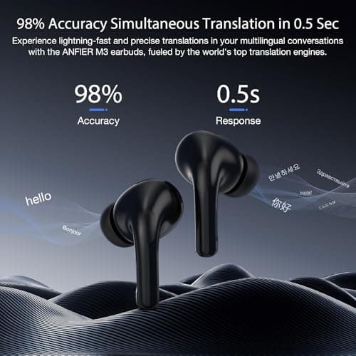 Ai Translation Earbuds Real Time 144 Languages & Accents Translator Earbuds with 8-Language Offline Translator Device Two Way, Auriculares de traducción for Language Learning Travel Business White 2