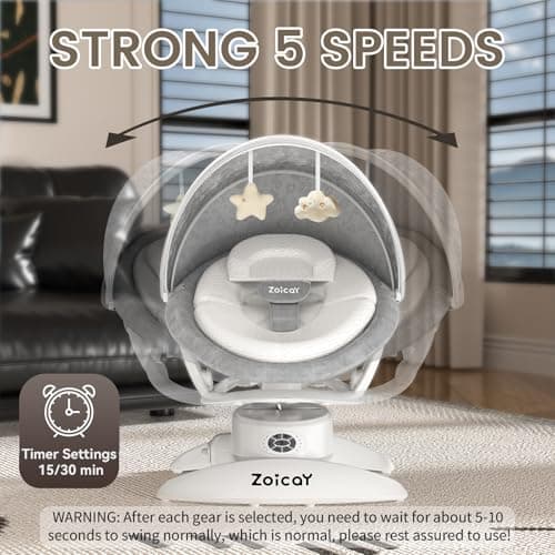 3-in-1 Baby Swing for Infants with Motion Detection, Electric Baby Swing with 3 Swing Modes, 12 Lullabies & 5-Speeds & Removable Swing Seat, BT Enabled & 360°Rotating Seat and Manual Remote, White 5