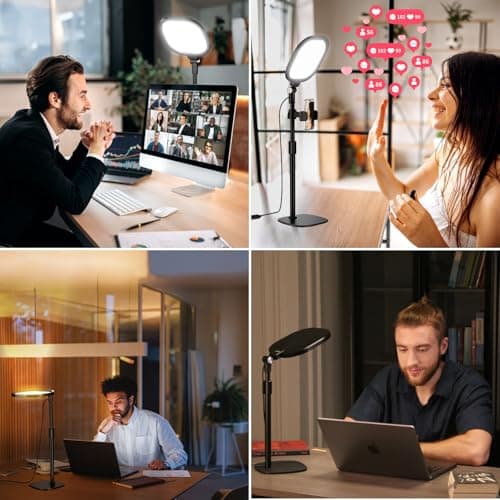 Zoom Lighting for Computer, Adjustable Desk Lighting for Video Calls, 30 Light Modes Video Conference Light, Desk Ring Light with Stand for Webcam, Meetings, Live Stream, Home Office. CRI 97.8 3