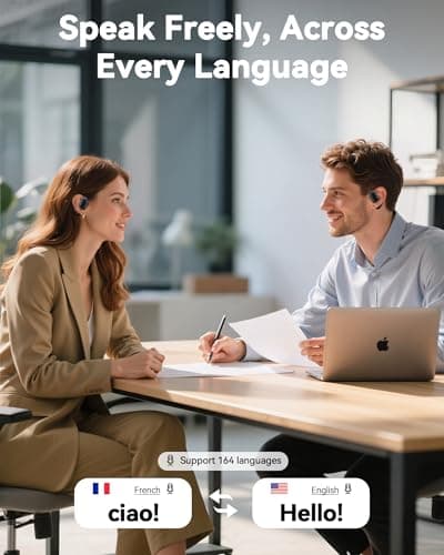 AI Translation Earbuds Real Time, 164 Languages & Accents, Translator Earbuds 90H Playtime, Translation Headphone LED Display Audifonos Traductores Inglés Español for Travel Business Meeting, Black 2