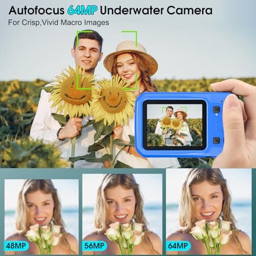 4K Underwater Camera, 64MP 16FT Waterproof Digital Camera with 32GB Card, Autofocus Floatable Waterproof Camera with IPS HD Screen, 16X Digital Zoom, Fill Light, for Snorkeling, Surfing, Swimming 3
