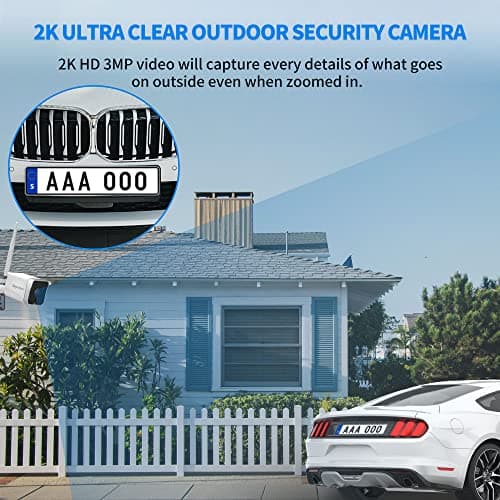 Septekon 4 Pack Outdoor Security Camera 2K，WiFi Cameras for Home Security Outside with Motion Detection Tracking, Night Vision, Two-Way Audio, IP66 Weatherproof, 2.4GHz Wi-Fi, Compatible with Alexa 2