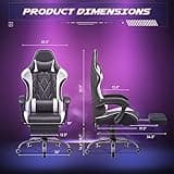 Homall Gaming Chair, Computer Chair with Footrest and Massage Lumbar Support, Ergonomic High Back Video Game Chair with Swivel Seat and Headrest (White) 3