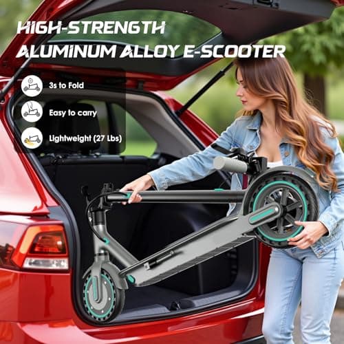 Electric Scooter for Adults, 350W Motor, 19 Mph Max Speed, 21 Miles Range, E-Scooter with 8.5" Honeycomb Tire, Foldable Escooter with Dual Braking System and App Control 3
