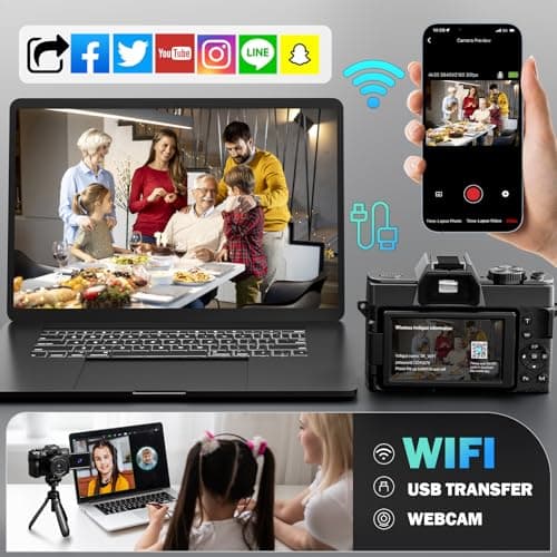 True 5K Digital Cameras for Photography 64MP - 16X Zoom, WiFi, with 64GB TF Card, Wide-Angle & Macro Lens, Autofocus & Anti-Shake, Vlogging Camera for YouTube Travel (Black) 5