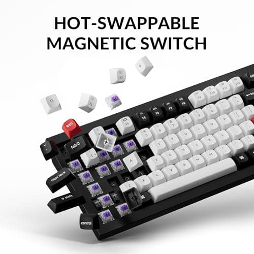 Keychron Q1 HE Wireless Custom Mechanical Keyboard with Hall Effect Gateron Double-Rail Magnetic Switch Rapid Trigger, QMK 2.4 GHz Bluetooth 5.2 RGB Compatible with Mac Windows Linux (Hot-swappable) 2