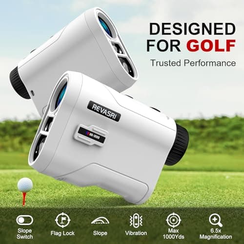 REVASRI Golf Rangefinder with Slope and Pin Lock Vibration, External Slope Switch for Golf Tournament Legal, Rangefinders with Rechargeable Battery 1000YDS Laser Range Finder 2