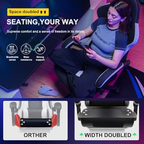 GTPLAYER Gaming Chair, Computer Office Chair with Pocket Spring Cushion, Linkage Armrests and Footrest, High Back Ergonomic Computer Chair with Lumbar Support Task Chair with Footrest 4
