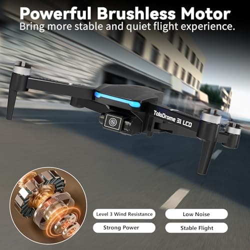 Toladrone TD31LCD RC Drone with LCD Screen, Foldable Drone for Beginners Digital Image Real-time Transmission, Fine Tuning Function Brushless Motor Drones for Adults 3