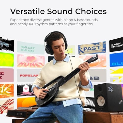 LiberLive C1 Stringless Smart Guitar, Foldable Travel Backing Guitarra, Chord Generator, App Interactive Chord Sheets, Built-in Drum Machine & Bassline for One-Man Band, For Adults & Teens (Black) 5